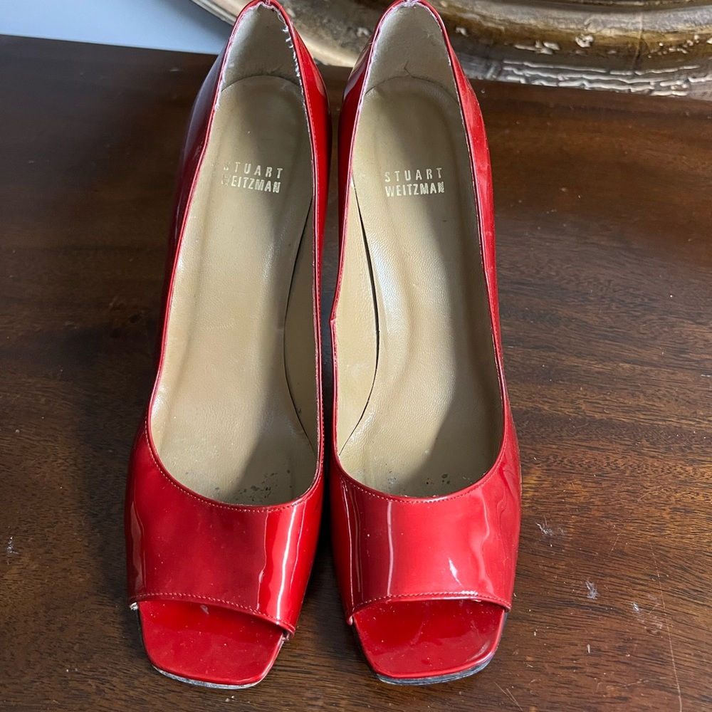 Stuart Weitzmann heels red patten leather
